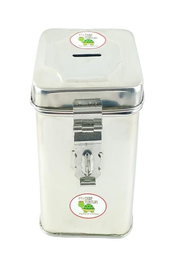 Chef Turtles Stainless Steel Coin Box/Piggy Bank/Gullak/Donation/Suggestion Box/Antique Coin Bank Box Money Organiser for Kids and Adults- Large 15cm - Image 1